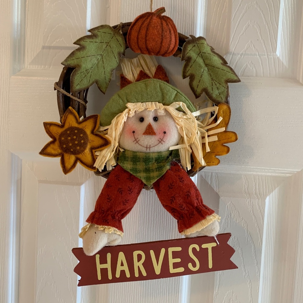 Harvest Hanging Decor Scarecrow Folk Art Sunflowers